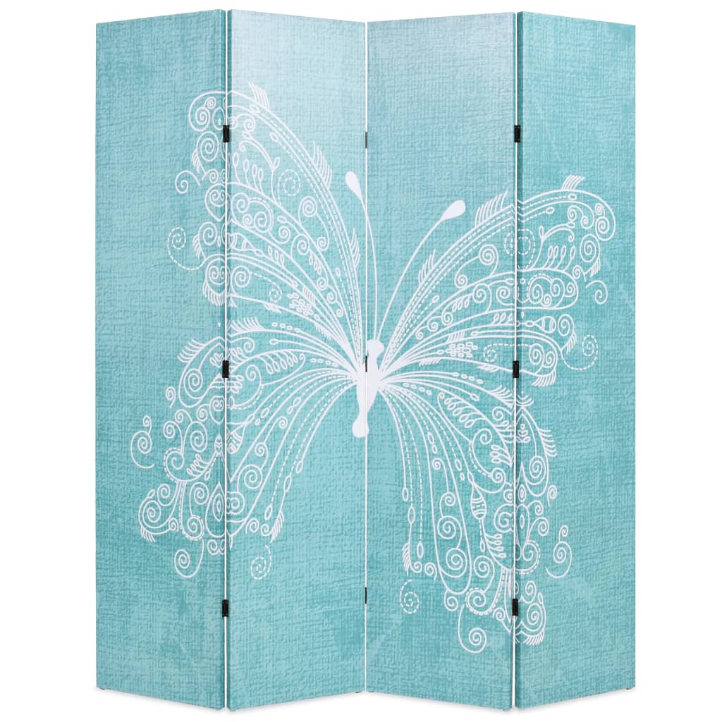 Folding Room Divider 160x170 cm Butterfly Blue